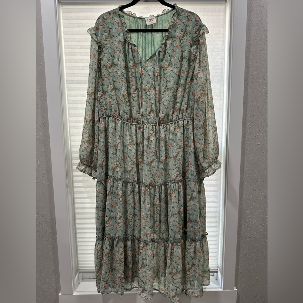 Hayden Floral Long Sleeve Dress Light Blue Floral